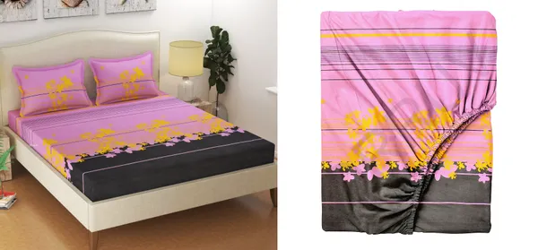 280_TC_King_Size_Fitted_Bedsheet_-_100%_Soft_Cotton_with_10-Inch_Deep_Pockets,_Elasticized_for_a_Secure_Fit,_Machine_Washable,_Wrinkle-Free_and_Perfect_for_All_Mattress_Sizes