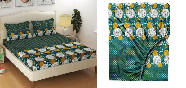 280_TC_King_Size_Fitted_Bedsheet_-_100%_Soft_Cotton_with_10-Inch_Deep_Pockets,_Elasticized_for_a_Secure_Fit,_Machine_Washable,_Wrinkle-Free_and_Perfect_for_All_Mattress_Sizes