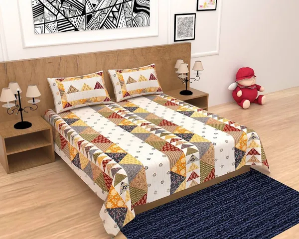 300_TC_King_Size_Flat_bedsheet_100%_Cotton_sheet_light_Katha_Barmeri_Print(108x108_Inches)