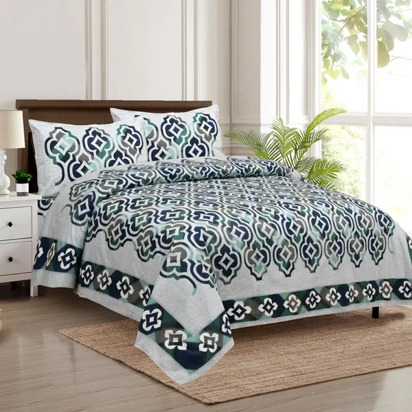 320_TC_King_Size_Premium_100%_Cotton_Flat_Bedsheet_With_Two_Pillow_Covers_(108x108_Inches)