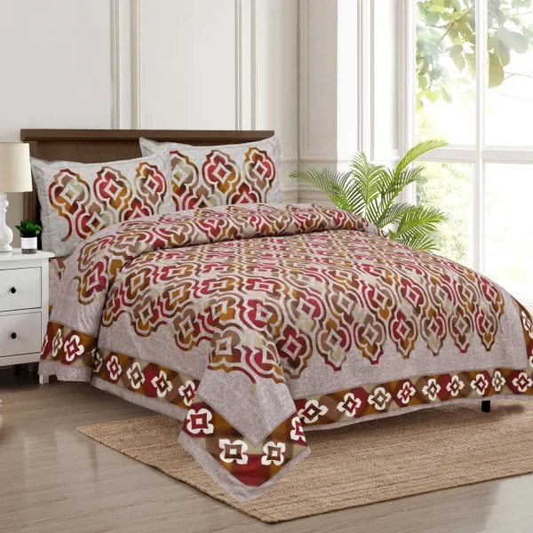320_TC_King_Size_100%_Cotton_Flat_Bedsheet_With_Two_Pillow_Covers:_Experience_Unmatched_Comfort_And_Style_For_Your_Bedroom_(108x108_Inches)