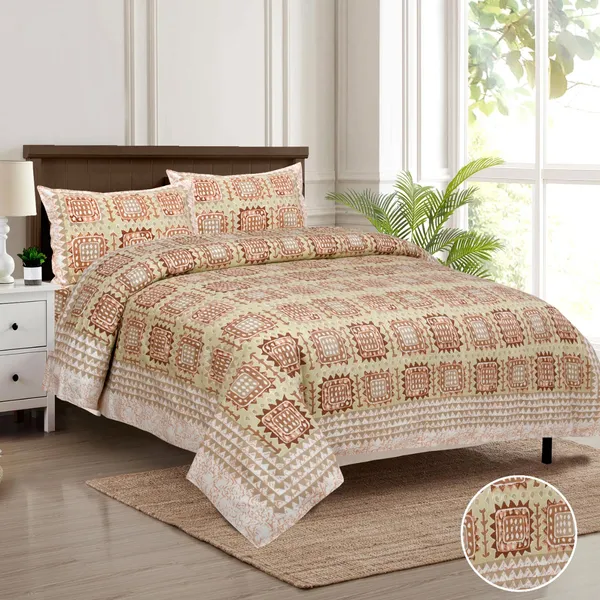 300_TC_King_Size_Premium_100%_Cotton__Fitted_and_Flat_Bedsheet_With_Two_Pillow_Covers(90x108_Inches)
