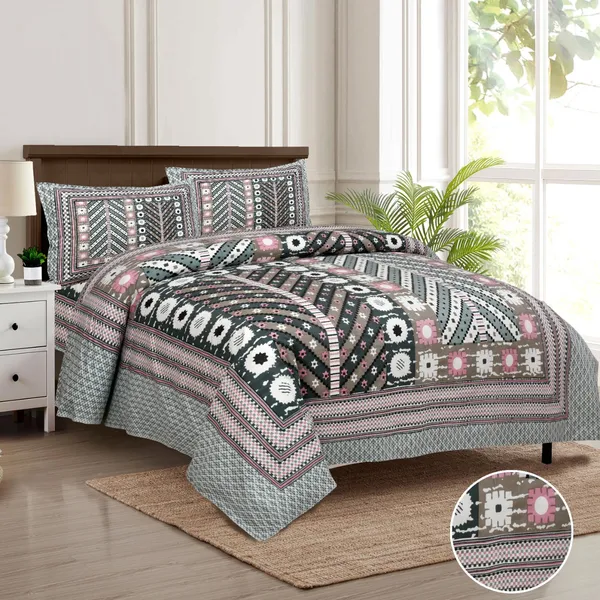 320_TC_King_Size_Premium_100%_Cotton_Flat_Bedsheet_With_Two_Pillow_Covers_(108x108_Inches)