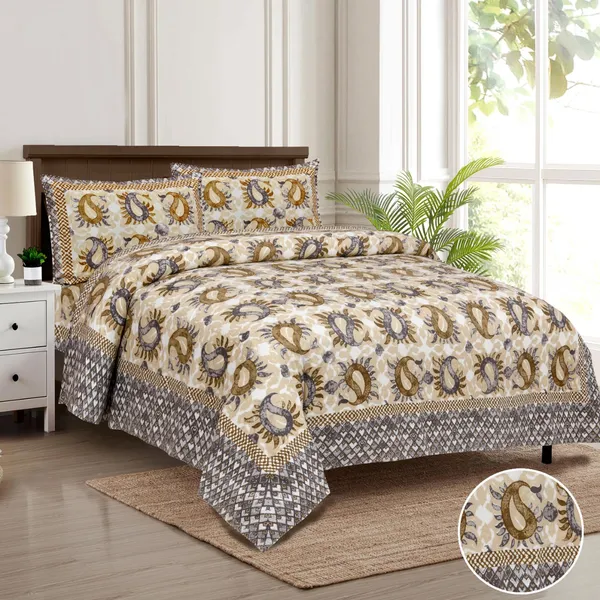 320_TC_King_Size_Premium_100%_Cotton__Fitted_and_Flat_Bedsheet_With_Two_Pillow_Covers(90x108_Inches)