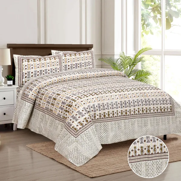 320_TC_King_Size_100%_Cotton_Flat_Bedsheet_With_Two_Pillow_Covers:_Experience_Unmatched_Comfort_And_Style_For_Your_Bedroom(108x108_Inches)