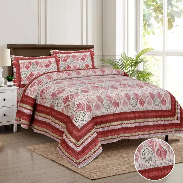 320_TC_King_Size_Premium_100%_Cotton_Flat_Bedsheet_With_Two_Pillow_Covers_(108x108_Inches)