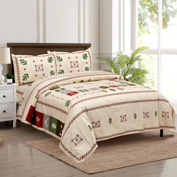 320_TC_King_Size_Premium_100%_Cotton_Flat_Bedsheet_With_Two_Pillow_Covers_(108x108_Inches)