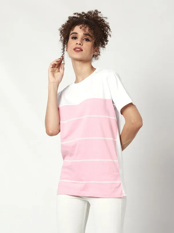 Lauren_Adams_Round_Neck_Colorblock_Printed_Tshirt_For_Women