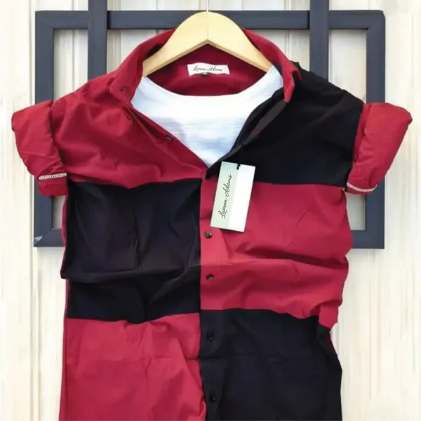 Men_Maroon_&_Black_slim_fit_Casual_Shirt_Pure_Cotton
