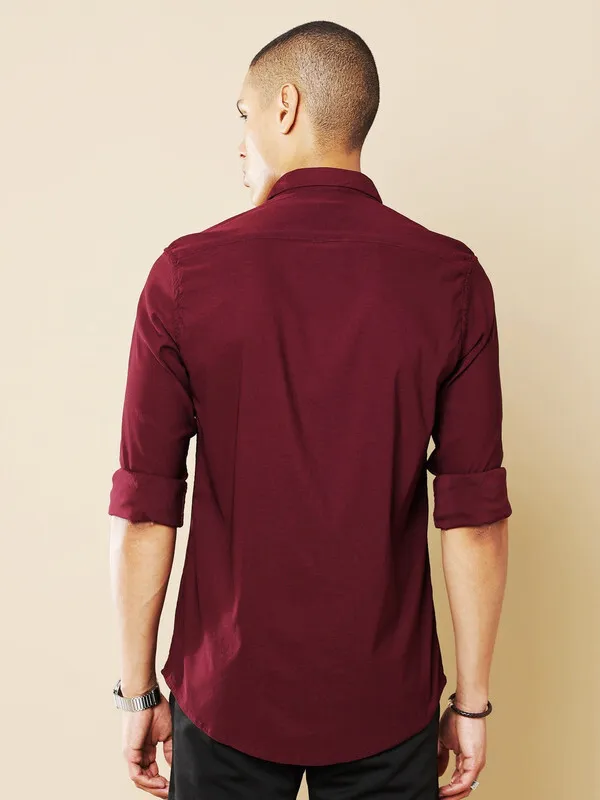 Men_Maroon_&_Black_slim_fit_Casual_Shirt_Pure_Cotton