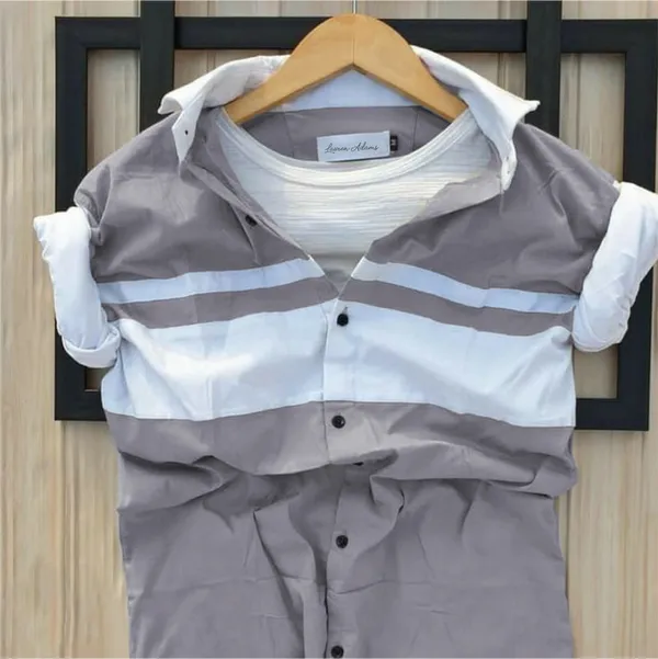 Men_cut_&_sew_casual_shirt_slim_fit_Pure_Cotton