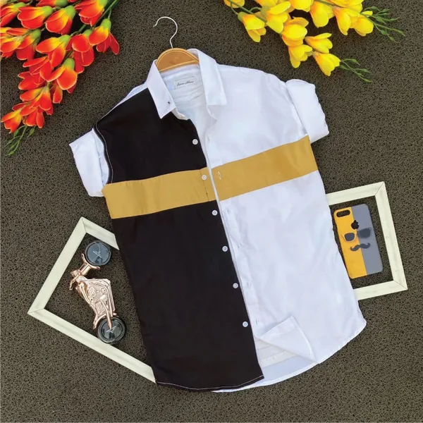 Men_cut_&_sew_casual_shirt_slim_fit_Pure_Cotton