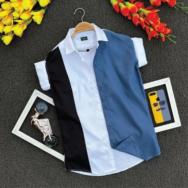 Men_cut_&_sew_casual_shirt_slim_fit_Pure_Cotton