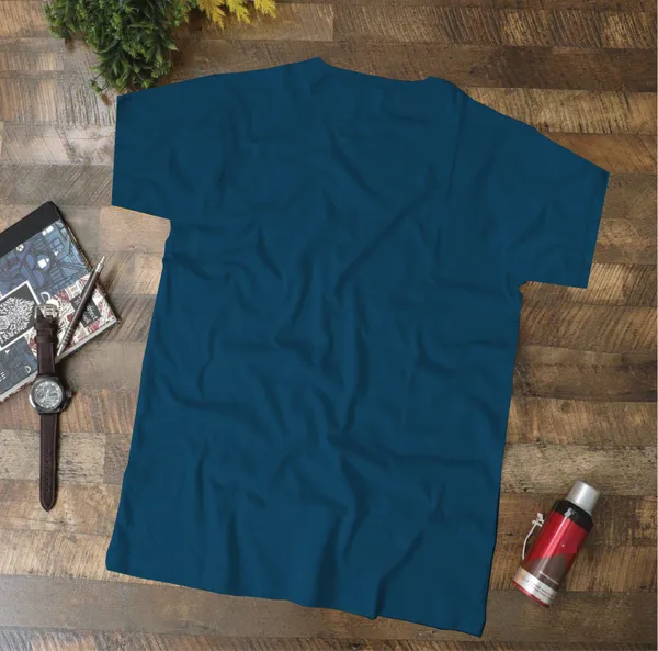 Colorblock_Men_Round_Neck_White,_Navy_Blue_T-Shirt
