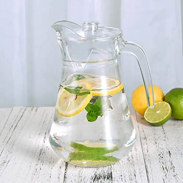 Tableware_Serving_Desire_Glass_Jug_Carafe_with_Handle_and_Plastic_Lid_for_Drinking_and_Serving_Beverages,_Water,_Iced_Tea,_Juice_&_Multi-Purpose_Pitcher_(1.3_L)