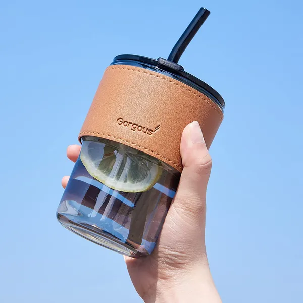 Glass_Reusable_Sipper_Bottle_with_Leather_Sleeve_Glass_Coffee_Mug_with_Silicone_Straw_(435ml)