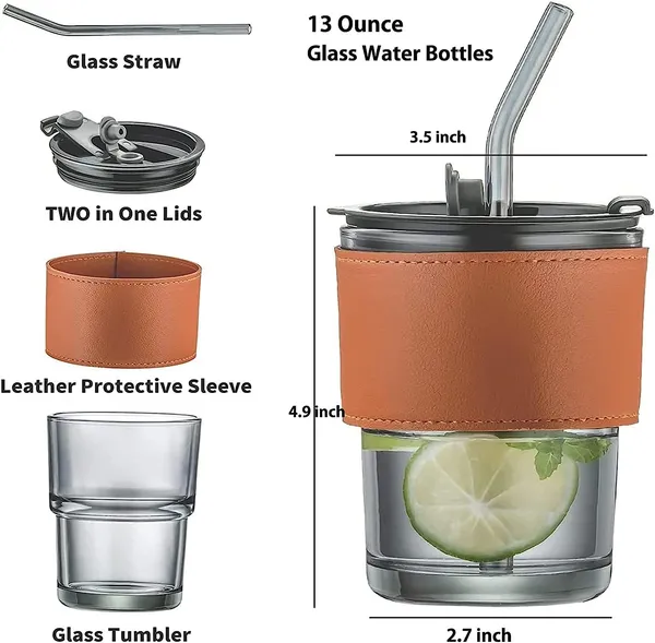 Glass_Reusable_Sipper_Bottle_with_Leather_Sleeve_Glass_Coffee_Mug_with_Silicone_Straw_(435ml)
