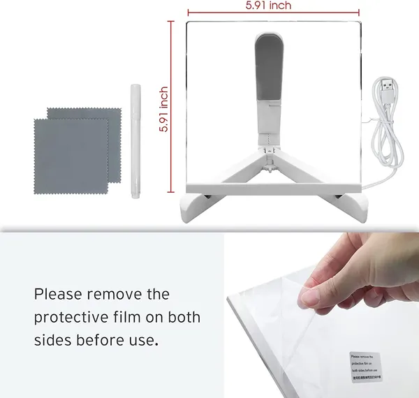 3D_Acrylic_Dry_Erase_Board_with_Stand_&_Light_as_a_Glow_Memo_LED_Letter_Rewritable_Message_Glass_White_Board_Lamp_with_13_Color_Pen,_Note_Daily_Painting_for_Office_Home_(20x30_CM)_(Small)