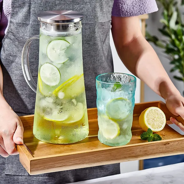 Borosilicate_Glass_Water_jug_with_Stainless_Steel_lid,_for_Juice_Water_iced_Tea_Pitcher_Tea_Carafe_hot_Glass_Pitcher_and_Sun_Tea_jar,_1300ml