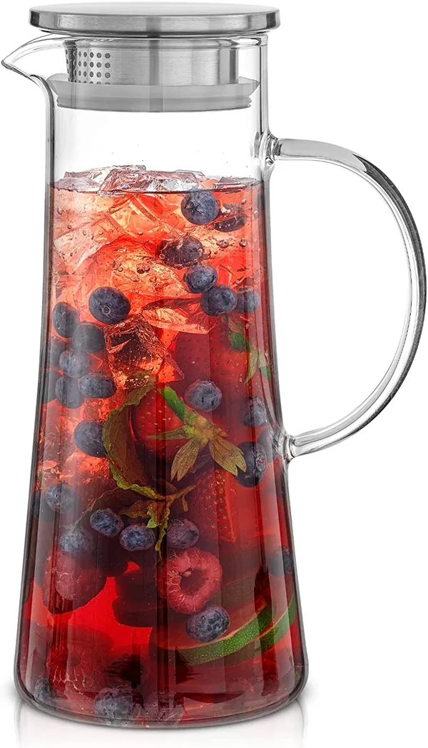 Borosilicate_Glass_Water_jug_with_Stainless_Steel_lid,_for_Juice_Water_iced_Tea_Pitcher_Tea_Carafe_hot_Glass_Pitcher_and_Sun_Tea_jar,_1300ml