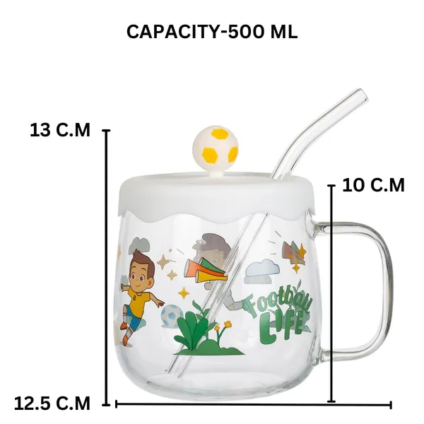 Football_Printed_Milk_Cups_with_Silicone_Lid_and_Glass_Straw_Pack_of_1,Morning_Drinking_Sipper_Coffee_Mugs_with_Handle_Clear_Tumbler_500ml_Multipurpose_Cups_for_Kids_Boys_Girls