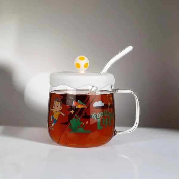Football_Printed_Milk_Cups_with_Silicone_Lid_and_Glass_Straw_Pack_of_1,Morning_Drinking_Sipper_Coffee_Mugs_with_Handle_Clear_Tumbler_500ml_Multipurpose_Cups_for_Kids_Boys_Girls