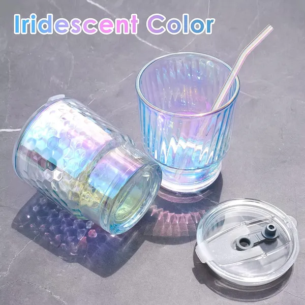 KELVEE_Glass_Tumblers_with_Straws_and_Lids,_Aesthetic_Coffee_Sipper_Mug_with_Wide_Mouth,Rainbow_Glass_Drinking_Mason_for_Iced_Tea,_Juice,_Cocktail,_Cold_&_Hot_Beverages_Cups_Pack_of_1