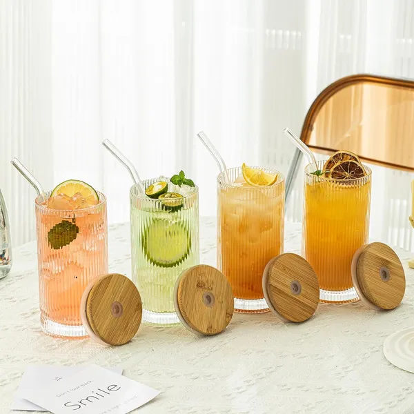 KELVEE_Ribbed_Glass_Tumbler_Mugs_with_Airtight_Wooden_Lid_and_Straw_Pack_of_1,Multipurpose_Drinking_Glasses_Sipper_Perfect_for_Cocktails,_Smoothies,_Juice,_Beer,_Coffee_for_All-Occasions
