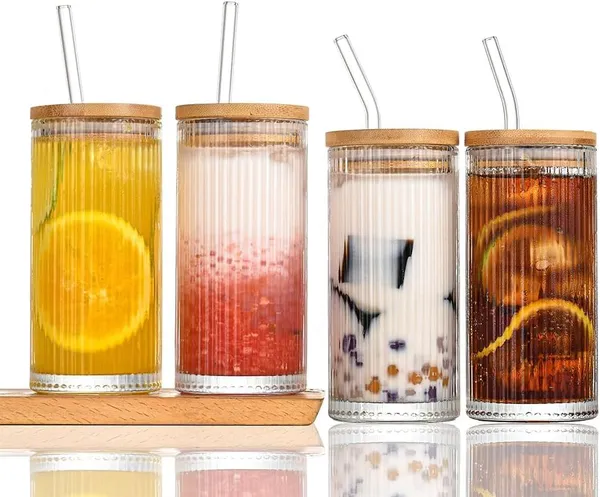 KELVEE_Ribbed_Glass_Tumbler_Mugs_with_Airtight_Wooden_Lid_and_Straw_Pack_of_1,Multipurpose_Drinking_Glasses_Sipper_Perfect_for_Cocktails,_Smoothies,_Juice,_Beer,_Coffee_for_All-Occasions
