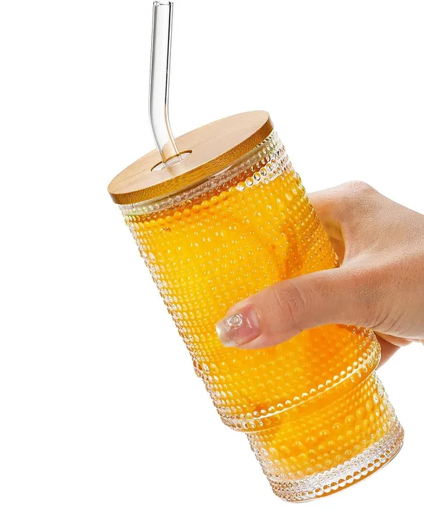 Vintage_Drinking_Glasses_Tumbler_Set_of_1_with_Bamboo_Lids_and_Straws,_Clear_Fluted_Textured_Old_Fashion_Embossed_Glass_Sipper_Iced_Coffee_Cups_for_Beer,_Cocktail,_Beverage_(EMBOSSE)