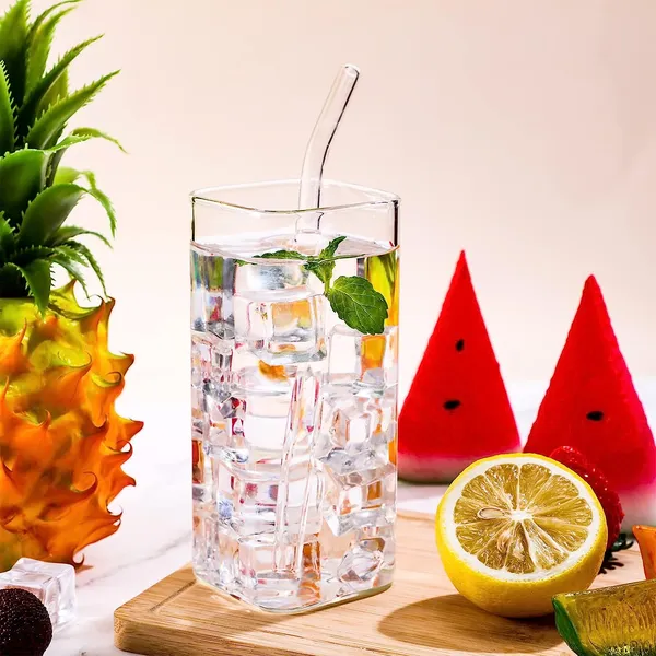 Square_Drinking_Glasses_with_Glass_Straw_Clear_Kelvee_Glassware_Elegant_Bar_Glasses_Highball_Glasses_Tumbler_for_Water,_Wine,_Juice,_Beer,_Cocktail,_Coffee_and_Mixed_Drinks