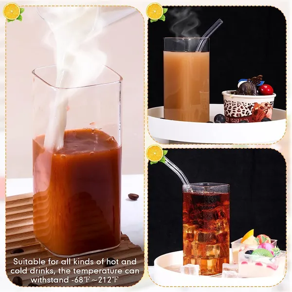 Square_Drinking_Glasses_with_Glass_Straw_Clear_Kelvee_Glassware_Elegant_Bar_Glasses_Highball_Glasses_Tumbler_for_Water,_Wine,_Juice,_Beer,_Cocktail,_Coffee_and_Mixed_Drinks