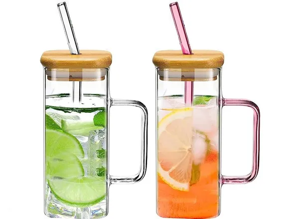 Square_Glass_Cups_Drinking_Glasses_with_Bamboo_Lids_and_Straw_Pack_of_2,_350ml_Portable_Coffee_Mugs_with_Multicolor_Handles_for_Home_Office_Travel_Summer_Party