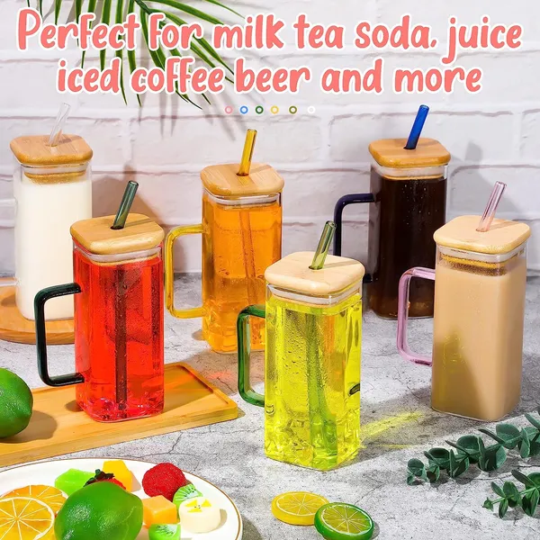 Square_Glass_Cups_Drinking_Glasses_with_Bamboo_Lids_and_Straw_Pack_of_2,_350ml_Portable_Coffee_Mugs_with_Multicolor_Handles_for_Home_Office_Travel_Summer_Party