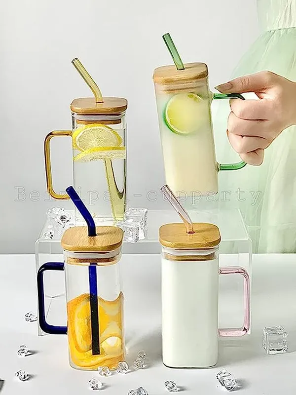 Square_Glass_Cups_Drinking_Glasses_with_Bamboo_Lids_and_Straw_Pack_of_2,_350ml_Portable_Coffee_Mugs_with_Multicolor_Handles_for_Home_Office_Travel_Summer_Party