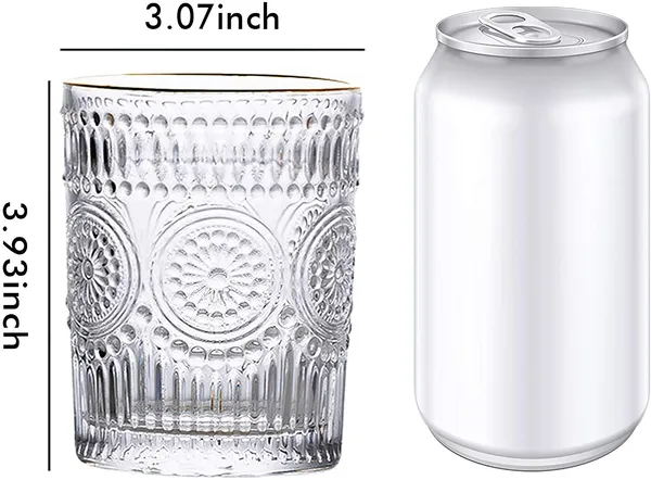 KELVEE_Old_Fashioned_Whiskey_Glass_Set_of_6,_Premium_Embossed_Design_Glasses_for_Scotch,Bourbon,Vodka,_Juice,_and_Cocktails_(300ml)