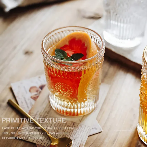 KELVEE_Old_Fashioned_Whiskey_Glass_Set_of_6,_Premium_Embossed_Design_Glasses_for_Scotch,Bourbon,Vodka,_Juice,_and_Cocktails_(300ml)