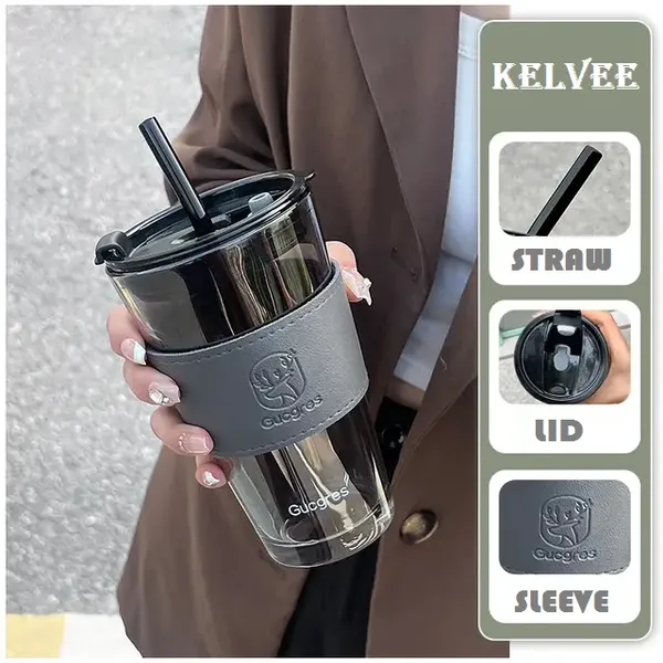 Glass_Tumblers_with_Straws_and_Lids,_Aesthetic_Coffee_Sipper_Mug_with_Leather_Sleeve(Black)
