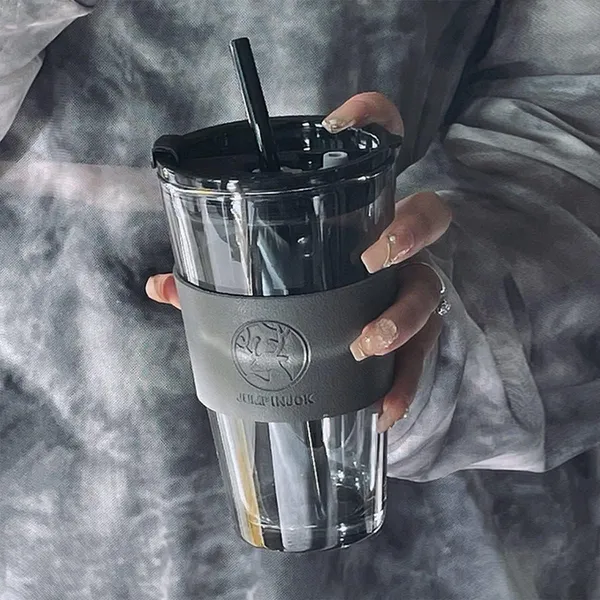 Glass_Tumblers_with_Straws_and_Lids,_Aesthetic_Coffee_Sipper_Mug_with_Leather_Sleeve(Black)