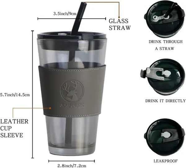 Glass_Tumblers_with_Straws_and_Lids,_Aesthetic_Coffee_Sipper_Mug_with_Leather_Sleeve(Black)