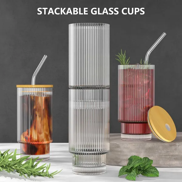 Ribbed_Drinking_Glasses_Tumbler_Set_of_1_with_Bamboo_Lids_and_Straws,_Clear_Fluted_Textured_Vertical_Stripe_Glass_Sipper_Iced_Coffee_Cups_for_Beer,_Cocktail,_Beverage_(Ribbed)