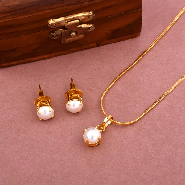 Gold Necklace Set Pearl Pendants Designs SHILLYN Gold Plated