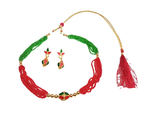 Assamese_Traditional_Gold_Plated_Red_Green_Choker_Necklace_For_Women_And_Girl