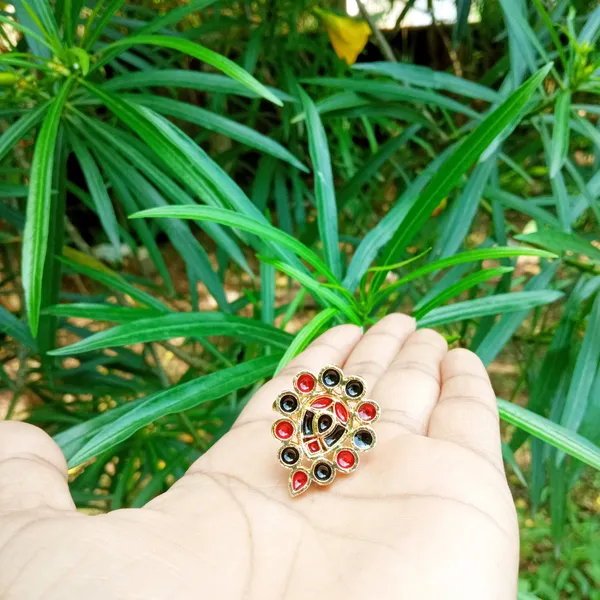 Assamese_Traditional_Copper_Gold_Plated_Red_Black_Colour_Finger-Ring_For_Girls_&_Women