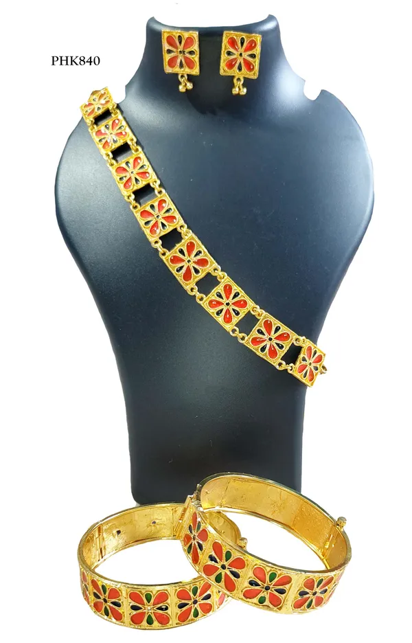 Assamese_Traditional_Red_Black_Meenakari_Bridal_Jewellery_Set