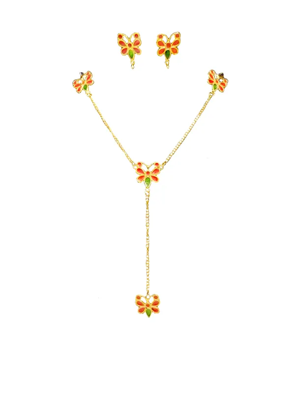 Copper_Based_Assamese_Traditional_Gold_Plated_Red_Green_Meenakari_Butterfly_Jewellry_Set_For_Women_&_Girls