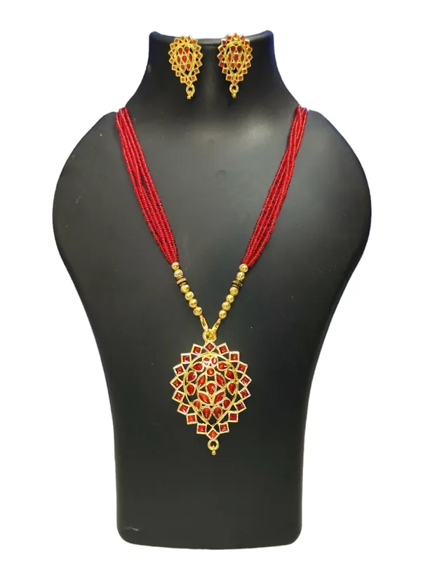 Assamese_Traditional_Gold_Plated_Red_Meenakari_Dugdugi_Tassel_Jewellery_Set_For_Women_&_Girls