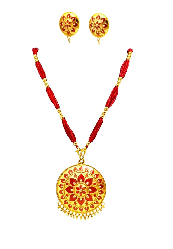 Assamese_Traditional_Red_Meenakari_Japi_Jewellery_Set