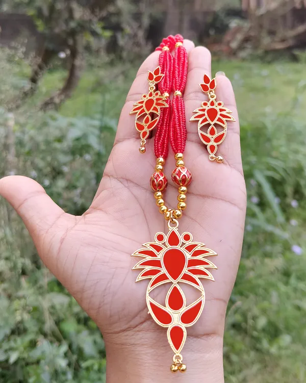 Copper_Based_Assamese_Traditional_Red_Meenakari_Jethi_Patiya_Jewellery_Set