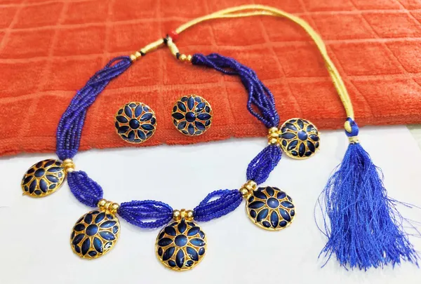 Assamese_Traditional_Blue_Meenakari_Blue_Japi_Golpata_Jewellery_Set